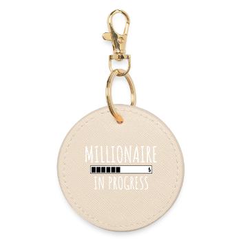 Millionaire In Progress – Motivational Design - Round Keyring - oyster - Front