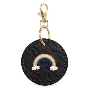 Arc arc-en-ciel avec nuages - Porte-clés rond - noir - Devant