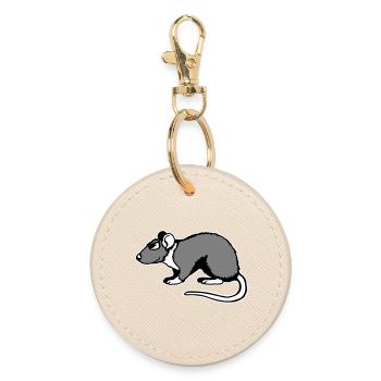 Cool Rat Sunglasses Side Funny Rodent - Round Keyring - oyster - Front