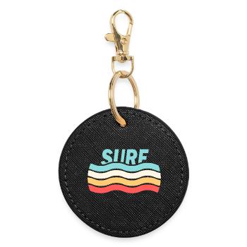 Surf - Runder Schlüsselanhänger - Schwarz - Vorne