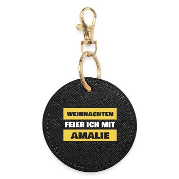 Geschenk für Amalie - Runder Schlüsselanhänger - Schwarz - Vorne