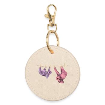 Sloth Chills Funny Animal Motif Gift Idea - Round Keyring - oyster - Front