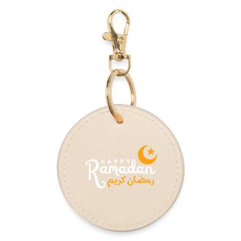 Ramadan Night Crescent Script - Round Keyring - oyster - Front