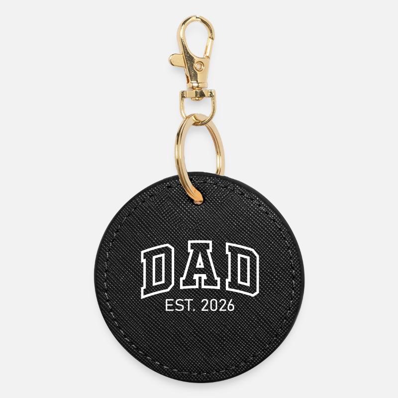 Dad Est. 2026 Baby Loading 2026 - Round Keyring - black