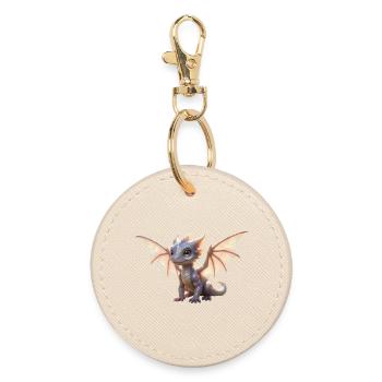 Iris Dragon: Iridescent Winged Dragon - Round Keyring - oyster - Front