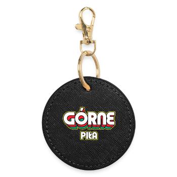 Górne Piła. Retro District Name - Round Keyring - black - Front