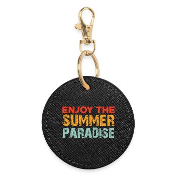 Enjoy the summer paradise - Runder Schlüsselanhänger - Schwarz - Vorne