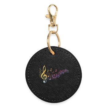 Music Notes Clefs Musician Music Teachers - Round Keyring - black - Front