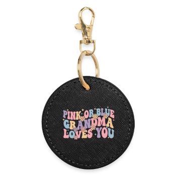 Gender Reveal Pink Or Blue Grandma Loves You - Round Keyring - black - Front