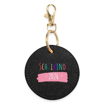 Schulkind 2026 - Runder Schlüsselanhänger - Schwarz - Vorne