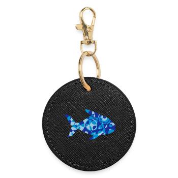A fish made of shapes and patterns - Round Keyring - black - Front