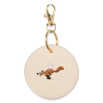 Rabbit riding a fox - Round Keyring - oyster - Front