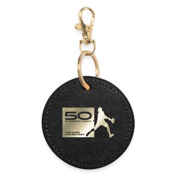 50 ans jeune joueur de tennis - Porte-clés rond - noir - Devant