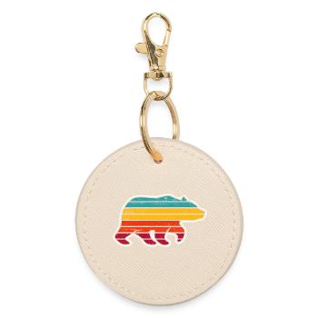 Rainbow Stripe Bear Silhouette - Runder Schlüsselanhänger - Auster - Vorne
