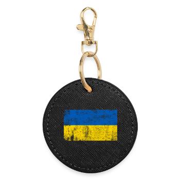 Ukraine Flag Flag Grunge Retro Vintage - Round Keyring - black - Front