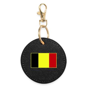 Drapeau tricolore personnalisable - Porte-clés rond - noir - Devant