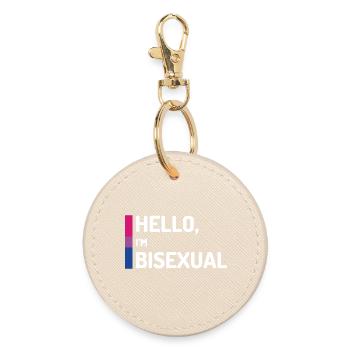 Hello, I’m Bisexual - Round Keyring - oyster - Front