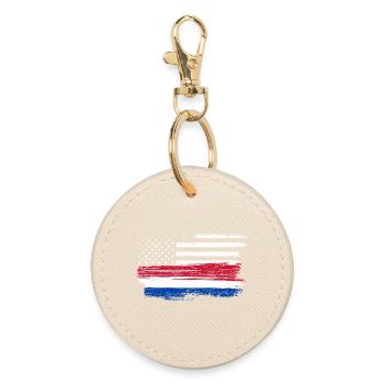 Grunge Flag Brushstroke Americana - Round Keyring - oyster - Front