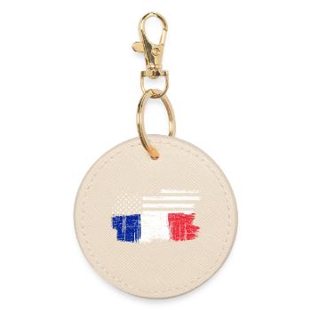 Brush Flag Fusion Stars and Tricolour - Round Keyring - oyster - Front