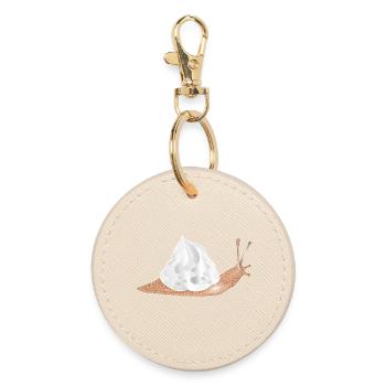 Snail with cream hood as snail shell - Round Keyring - oyster - Front