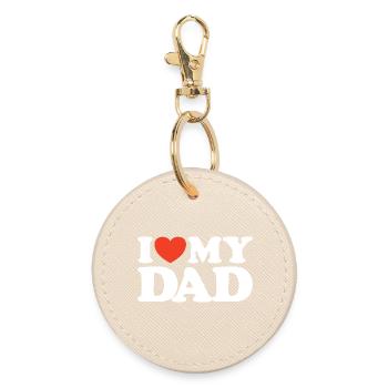 I love my Dad Heart Shirt - Round Keyring - oyster - Front
