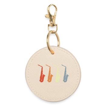 Vintage Saxophone Models - Round Keyring - oyster - Front