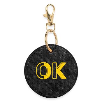 OK okay retro grid letters O.K. 70s vintage - Round Keyring - black - Front