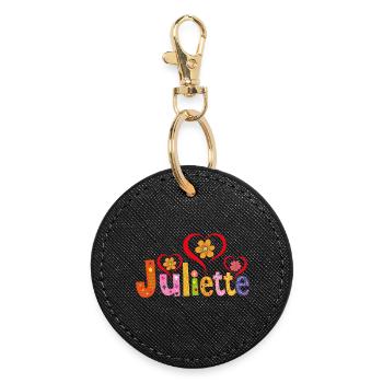 Nom personnalisé de Juliette - Porte-clés rond - noir - Devant