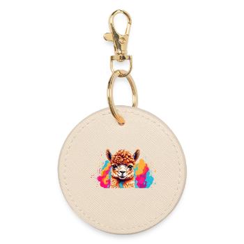 Llama Color Explosion - Round Keyring - oyster - Front