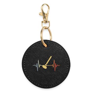 Retro Suction Cup Pulse Rate - Round Keyring - black - Front
