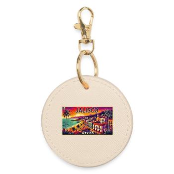 Jalisco Mexico beach palm design - Round Keyring - oyster - Front