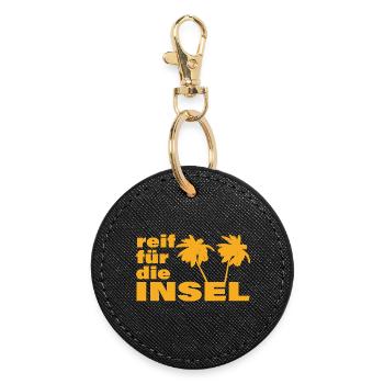 READY FOR THE ISLAND - Round Keyring - black - Front