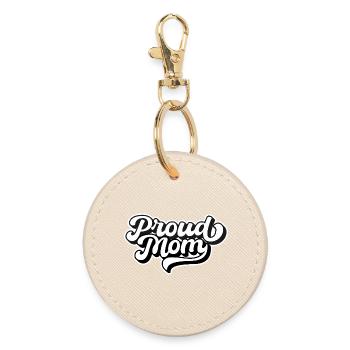 Proud Mom Vintage Love Lettering - Round Keyring - oyster - Front