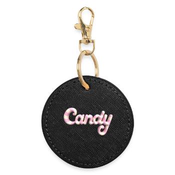 Candy Lettering – 3D Render Candy Style - Round Keyring - black - Front