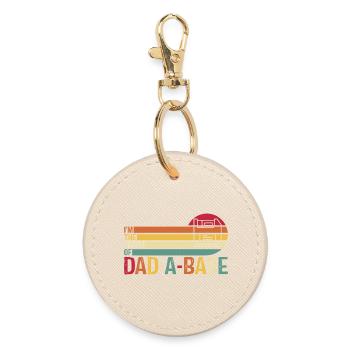 Retro Dad-A-Base Sunset Illustration - Round Keyring - oyster - Front