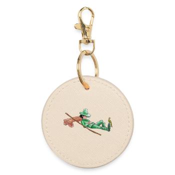 A nap for the green wanderer "GreenVagrant" - Round Keyring - oyster - Front