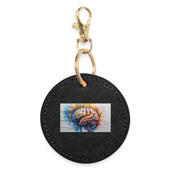 Cerveau Artificiel Circuit Coloré - Porte-clés rond - noir - Devant