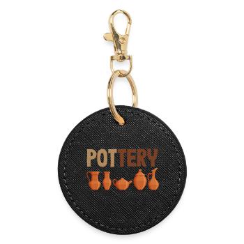 Ceramic Lovers Stylish Pottery Art - Round Keyring - black - Front