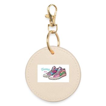 Colorful sneakers with comic design - Round Keyring - oyster - Front