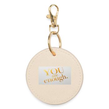Motivational Gold Foil Text Print - Round Keyring - oyster - Front