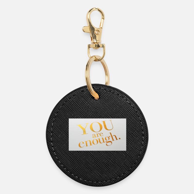 Motivational Gold Foil Text Print - Round Keyring - black