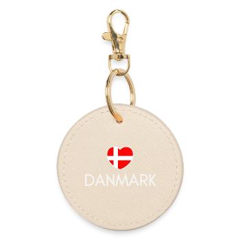Cœur avec le drapeau du Danemark, j’aime le Danemark - Porte-clés rond - huître - Devant
