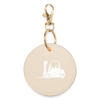 Forklift Silhouette: Transport & Forklift Driver - Round Keyring - oyster - Front