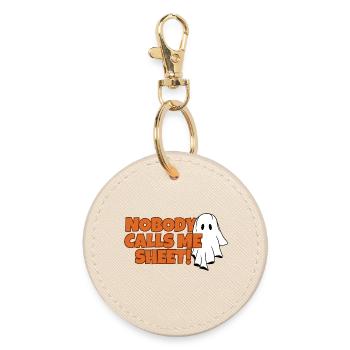 Nobody Calls Me Sheet Ghost Tee - Round Keyring - oyster - Front