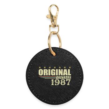 1987 Geburtstag 1987 - Runder Schlüsselanhänger - Schwarz - Vorne