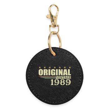 1989 Birthday 1989 - Round Keyring - black - Front