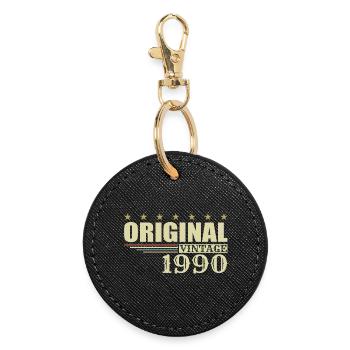 1990 Birthday 1990 - Round Keyring - black - Front
