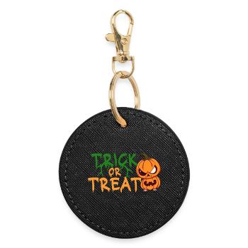 Trick or Treat Halloween Kürbis - Runder Schlüsselanhänger - Schwarz - Vorne