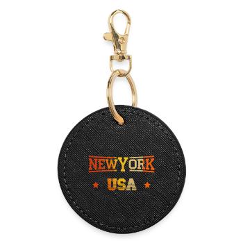 New York USA Vintage Zitat - New York Fan - Runder Schlüsselanhänger - Schwarz - Vorne