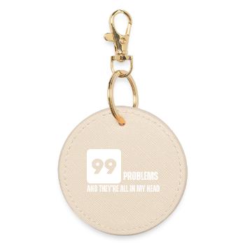 Bold Numeric Graphic Tee - Round Keyring - oyster - Front